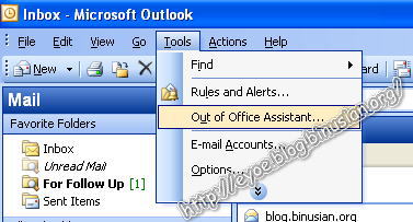 Pilih Menu "Out of Office Assistant..."